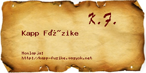 Kapp Füzike névjegykártya